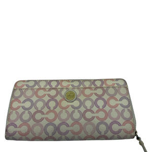 Coach Signature C Dot Cream Multi Zip Around Wallet